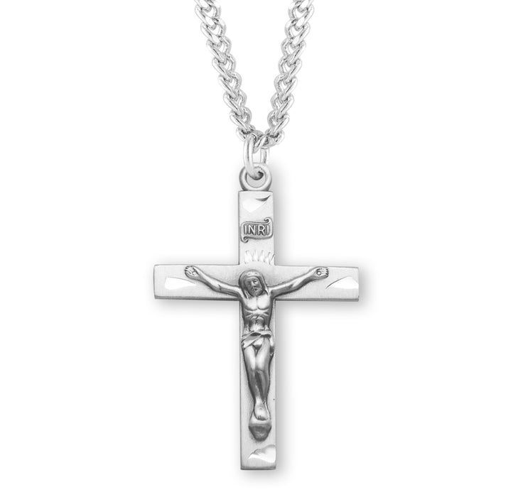 Basic Engraved Sterling Silver Crucifix - S181220