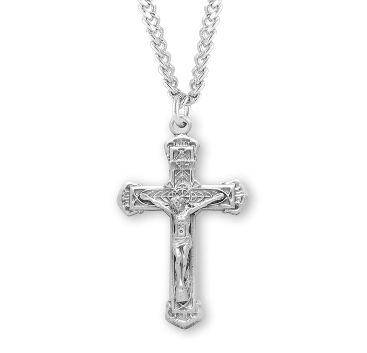 Intricate Lined Sterling Silver Crucifix - S182120