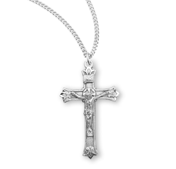 Triple Flare Tip Sterling Silver Crucifix - S182818