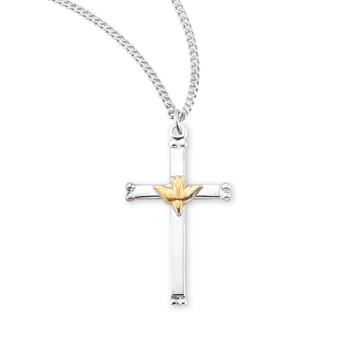 Sterling Silver Holy Spirit Two-Tone Crucifix - S1921TT18