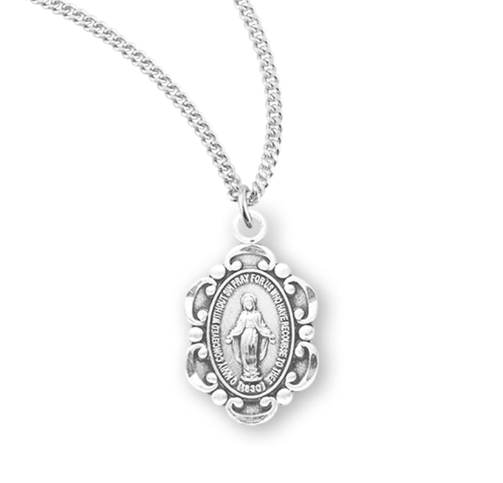 Sterling Silver Oval Fancy Edge Miraculous Medal - S210218