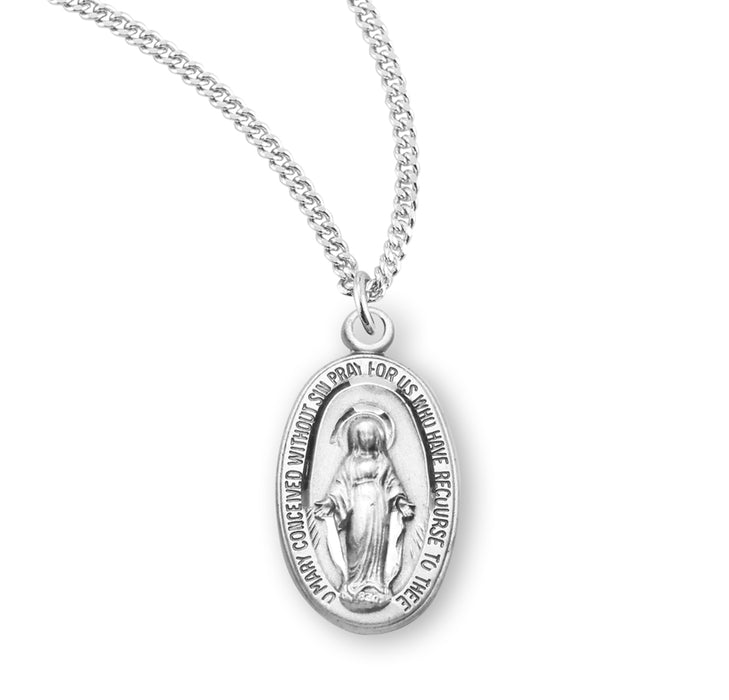 Sterling Silver Oval Miraculous Medal - S211018