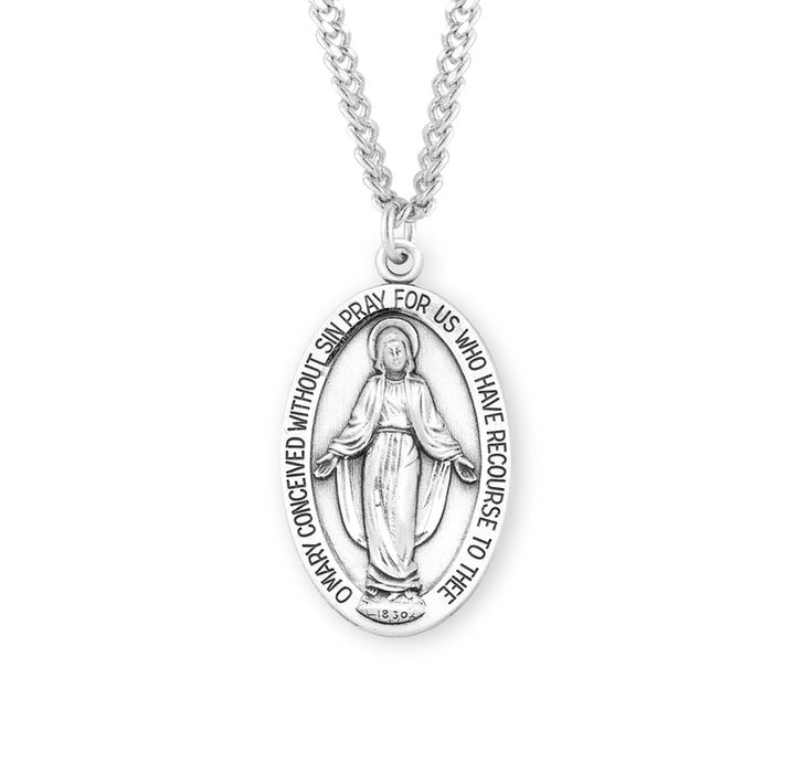 Sterling Silver Oval Miraculous Medal - S211924