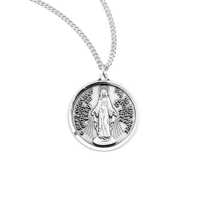 Sterling Silver Round Contemporary Miraculous Medal - S213120