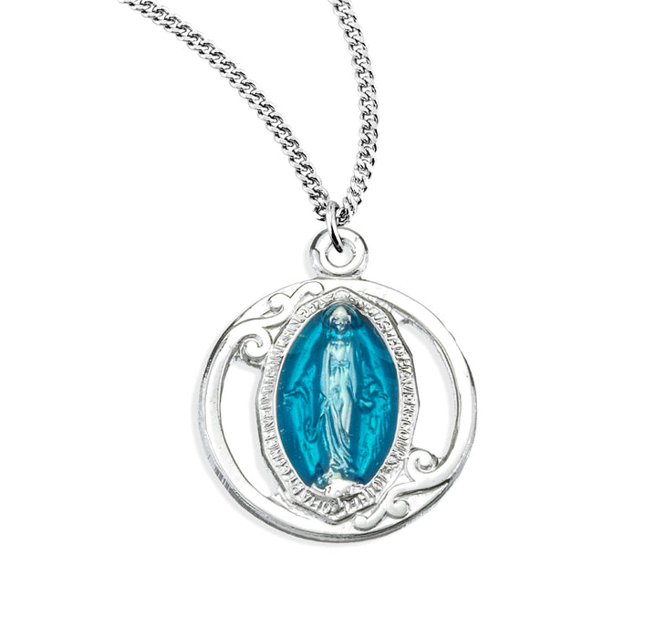 Sterling Silver Blue Enameled Miraculous Medal - S2145BL18