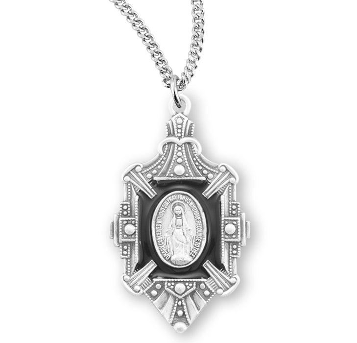 Sterling Silver Fancy Enameled Miraculous Medal - S215218