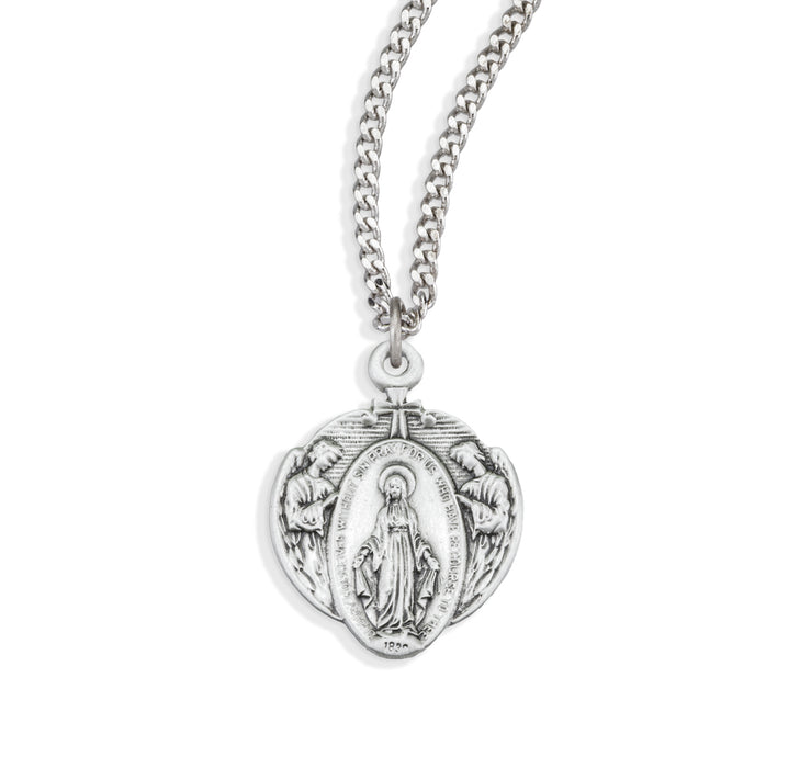 Sterling Silver Miraculous Medal with Angel Border - S215918