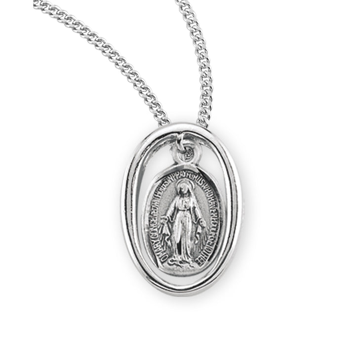 Sterling Silver Oval Miraculous Medal - S2160R18