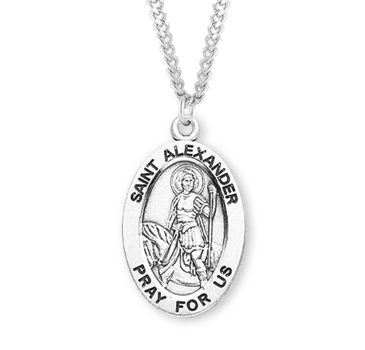 Patron Saint Alexander Oval Sterling Silver Medal - S250524