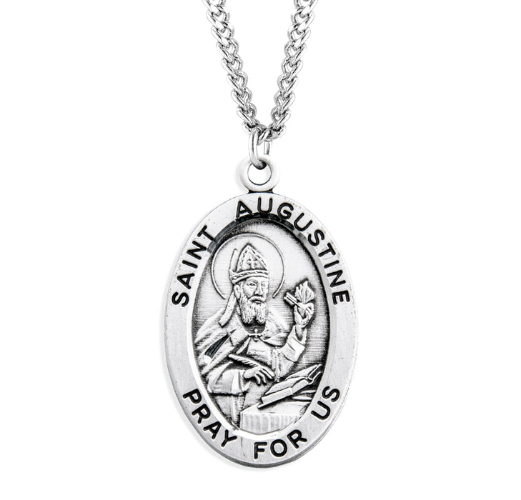 Patron Saint Augustine Oval Sterling Silver Medal - S251524