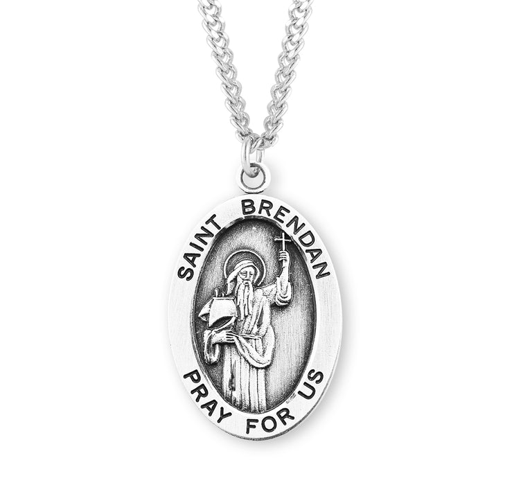 Patron Saint Brendan Oval Sterling Silver Medal - S252824