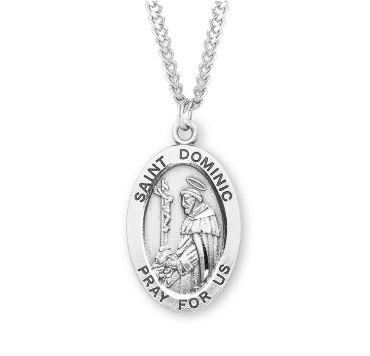 Patron Saint Dominic Oval Sterling Silver Medal - S254324