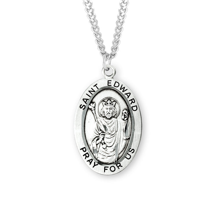 Patron Saint Edward Oval Sterling Silver Medal - S254624