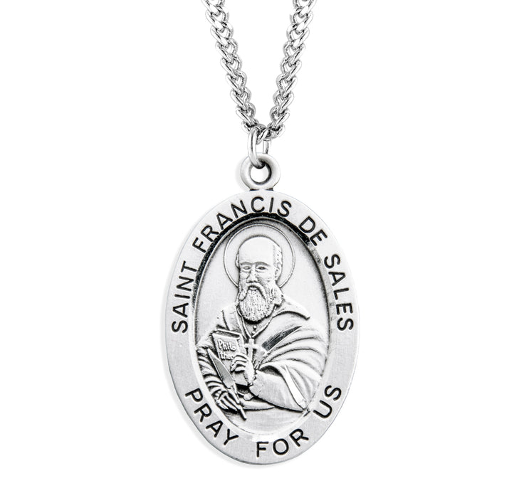 Patron Saint Francis De Sales Oval Sterling Silver Medal - S255624