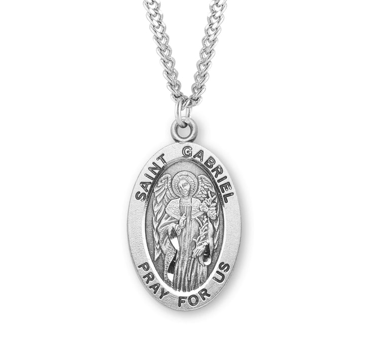 Patron Saint Gabriel Oval Sterling Silver Medal - S255824