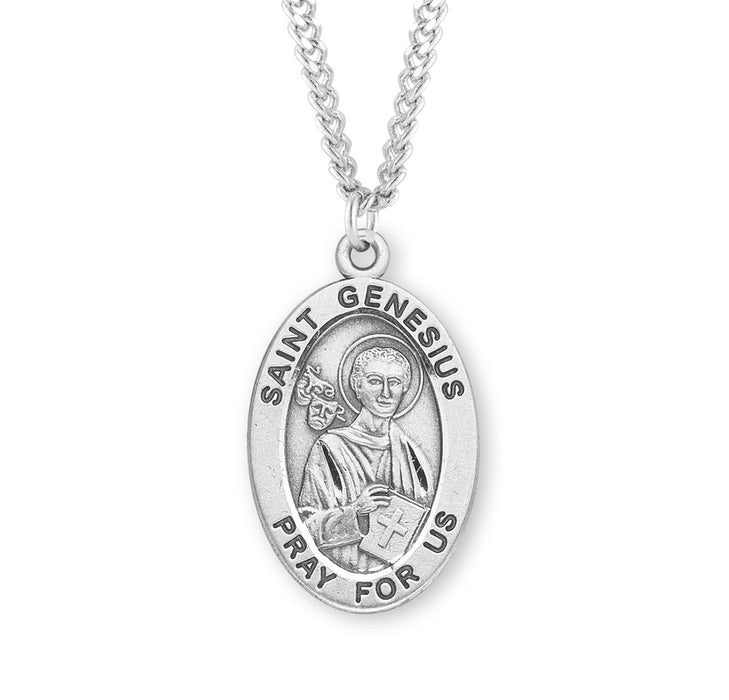 Patron Saint Genesius Oval Sterling Silver Medal - S256024