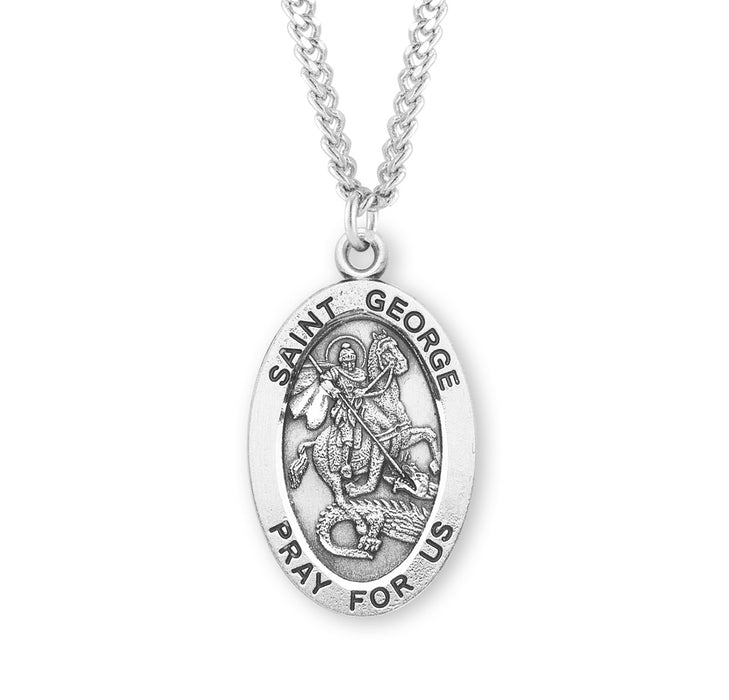 Patron Saint George Oval Sterling Silver Medal - S256124