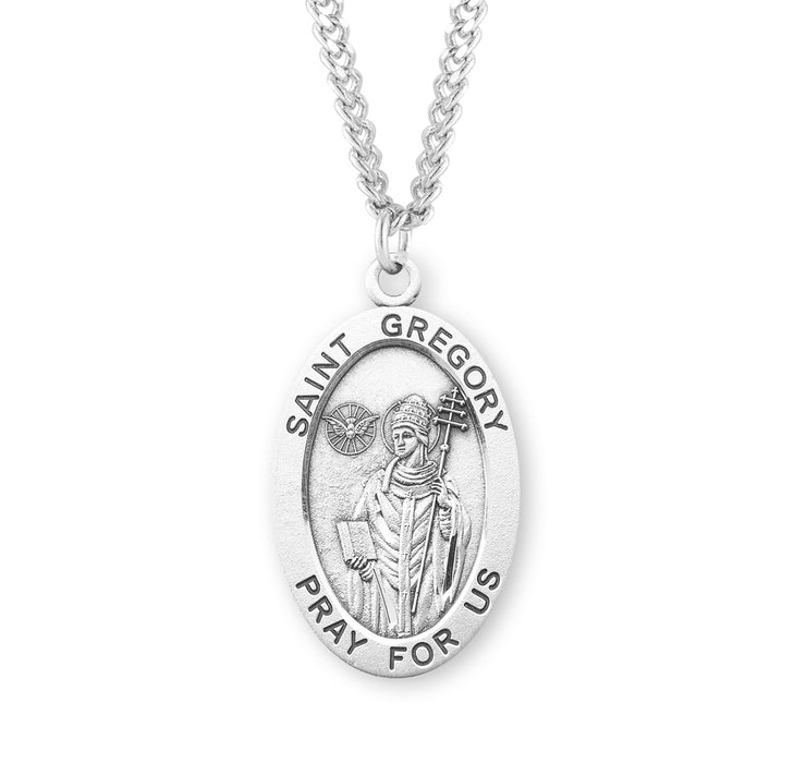 Patron Saint Gregory Oval Sterling Silver Medal - S256524