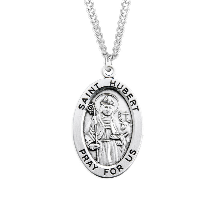 Patron Saint Hubert Oval Sterling Silver Medal - S256824