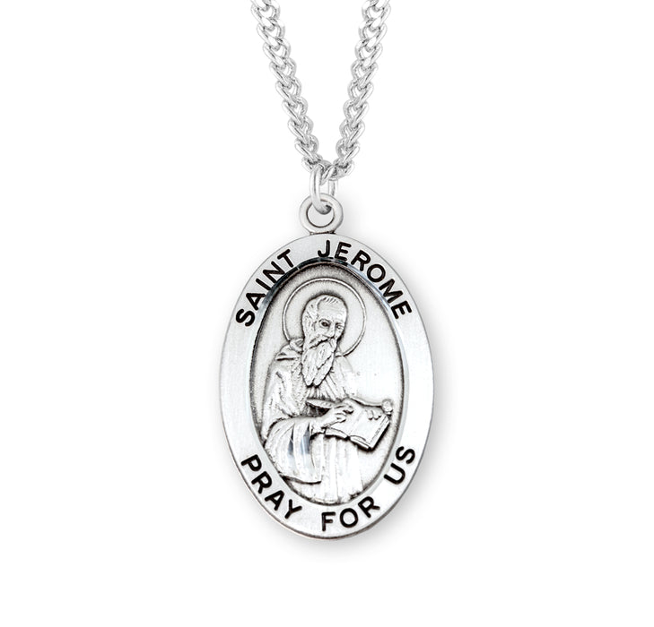 Patron Saint Jerome Oval Sterling Silver Medal - S257824