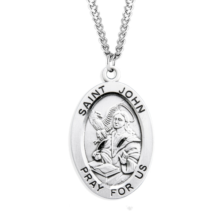 Patron Saint John the Evangelist Oval Sterling Silver Medal - S258124