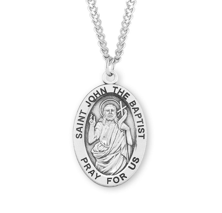 Patron Saint John the Baptist Oval Sterling Silver Medal - S258224