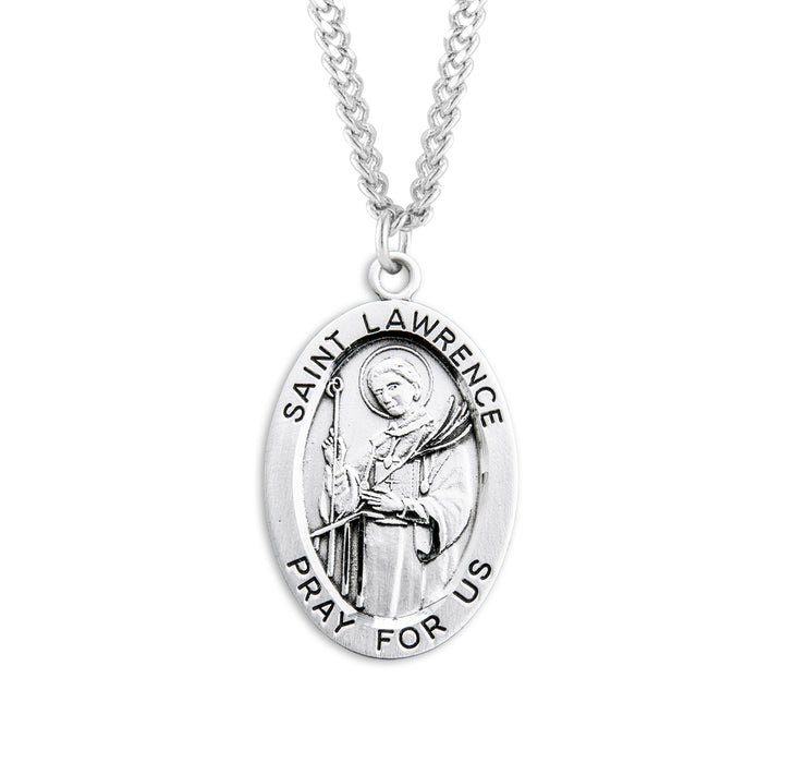 Patron Saint Lawrence Oval Sterling Silver Medal - S260524