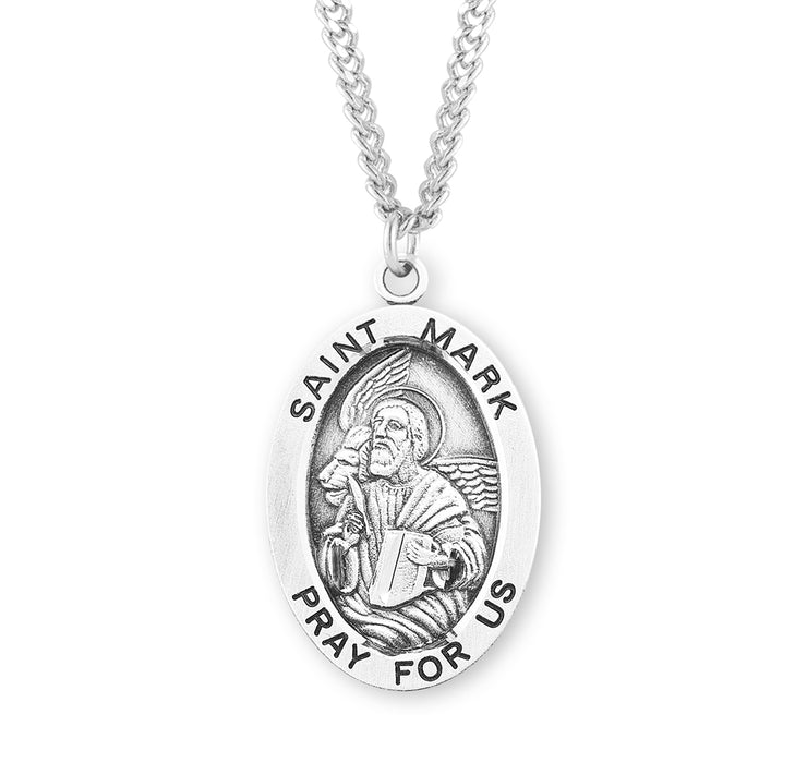 Patron Saint Mark Oval Sterling Silver Medal - S261424