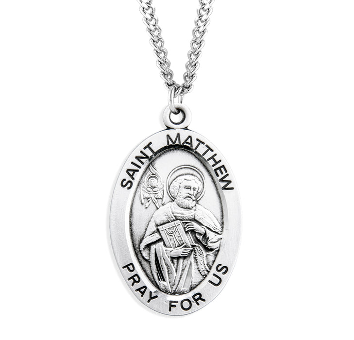 Patron Saint Matthew Oval Sterling Silver Medal - S261724