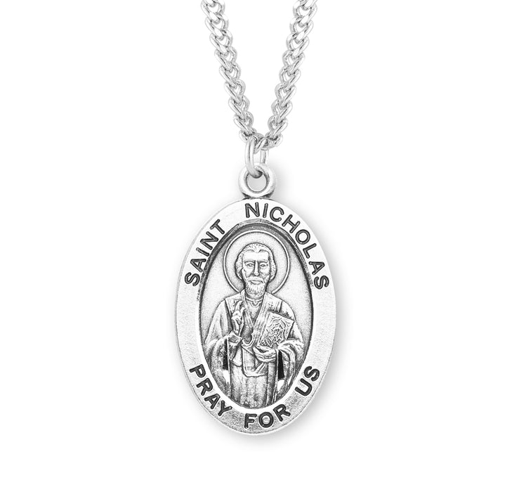 Patron Saint Nicholas Oval Sterling Silver Medal - S262324