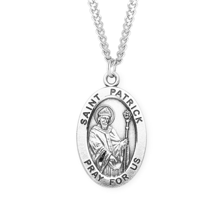 Patron Saint Patrick Oval Sterling Silver Medal - S262524