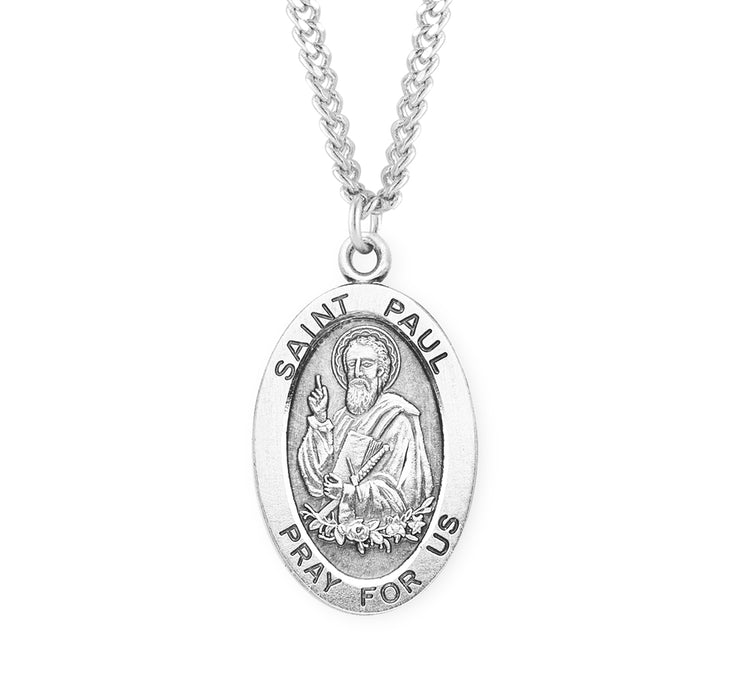 Patron Saint Paul Oval Sterling Silver medal - S262624