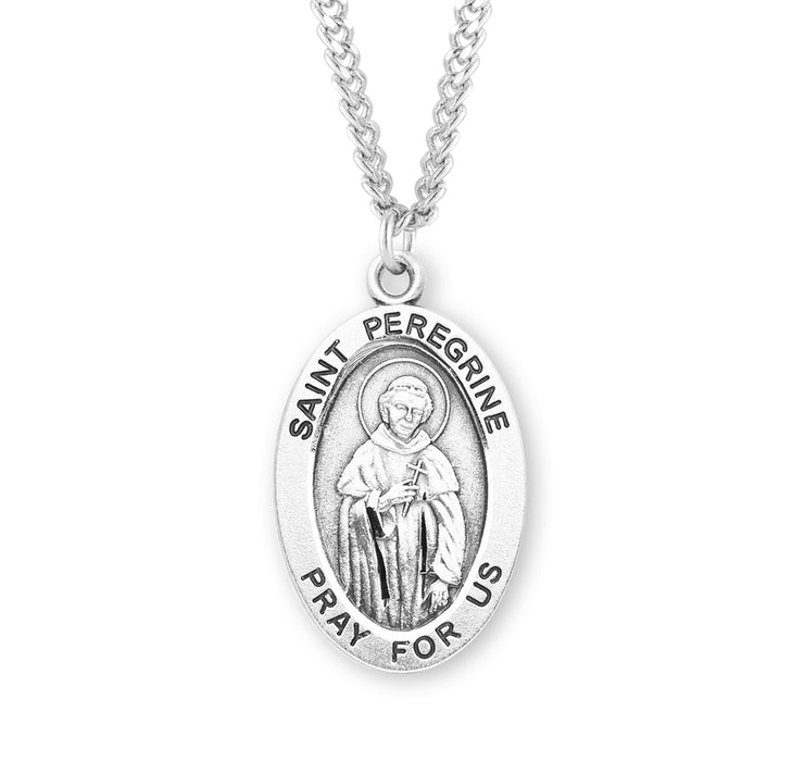 Patron Saint Peregrine Oval Sterling Silver Medal - S262824