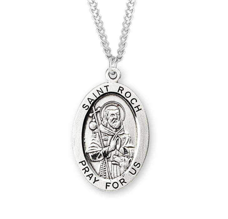 Patron Saint Roch Oval Sterling Silver Medal - S264324