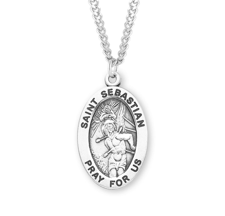 Patron Saint Sebastian Oval Sterling Silver Medal - S264524