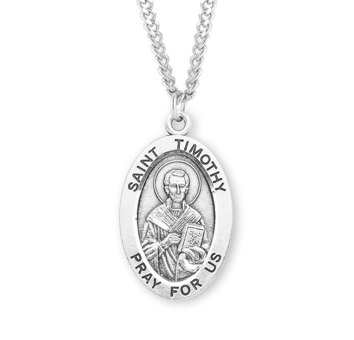 Patron Saint Timothy Oval Sterling Silver Medal - S265624