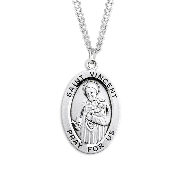 Patron Saint Vincent de Paul Oval Sterling Silver Medal - S265924