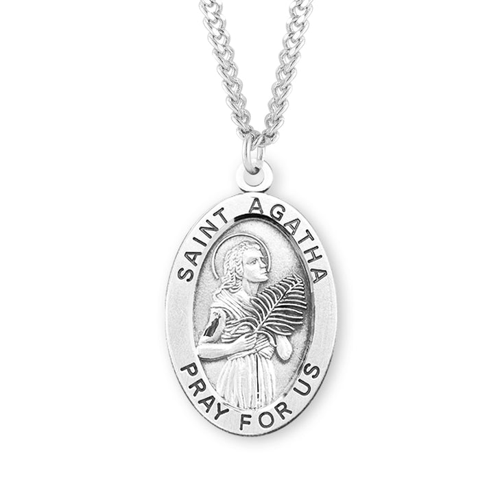 Patron Saint Agatha Oval Sterling Silver Medal - S270224