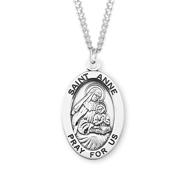 Patron Saint Anne Oval Sterling Silver Medal - S270824