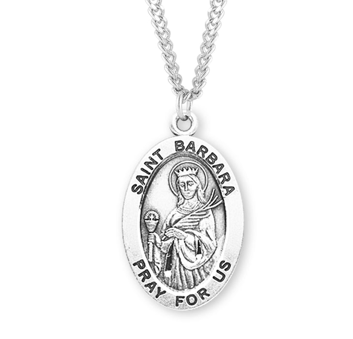 Patron Saint Barbara Oval Sterling Silver Medal - S271024