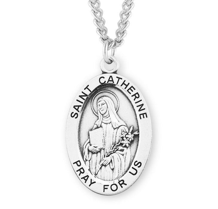 Patron Saint Catherine of Siena Oval Sterling Silver Medal - S271524