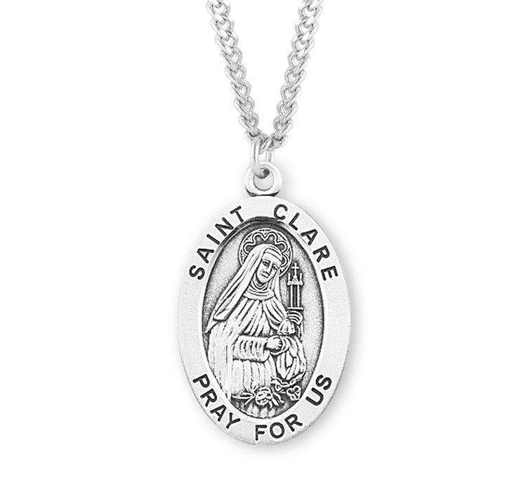 Patron Saint Clare Oval Sterling Silver Medal - S272224