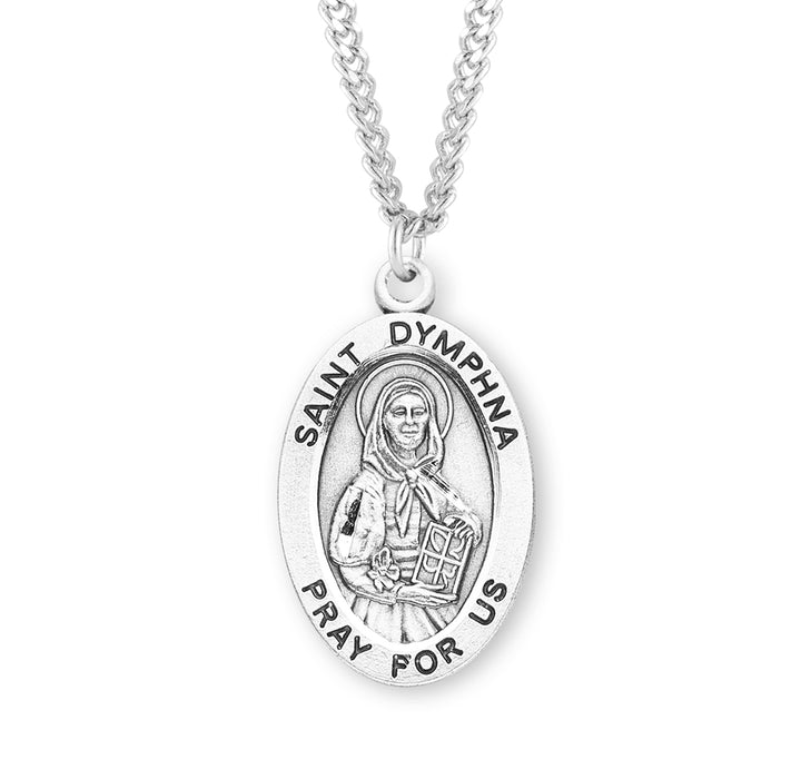 Patron Saint Dymphna Oval Sterling Silver Medal - S272624