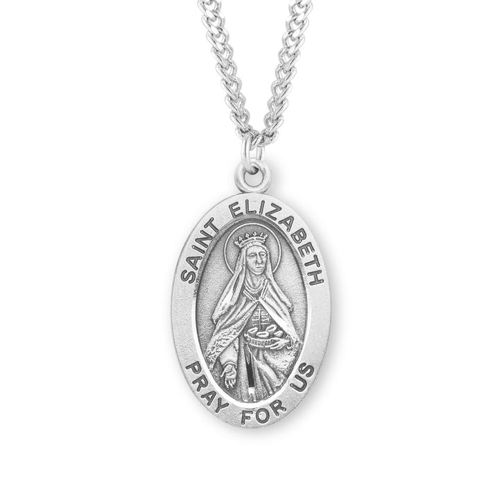 Patron Saint Elizabeth Oval Sterling Silver Medal - S273124