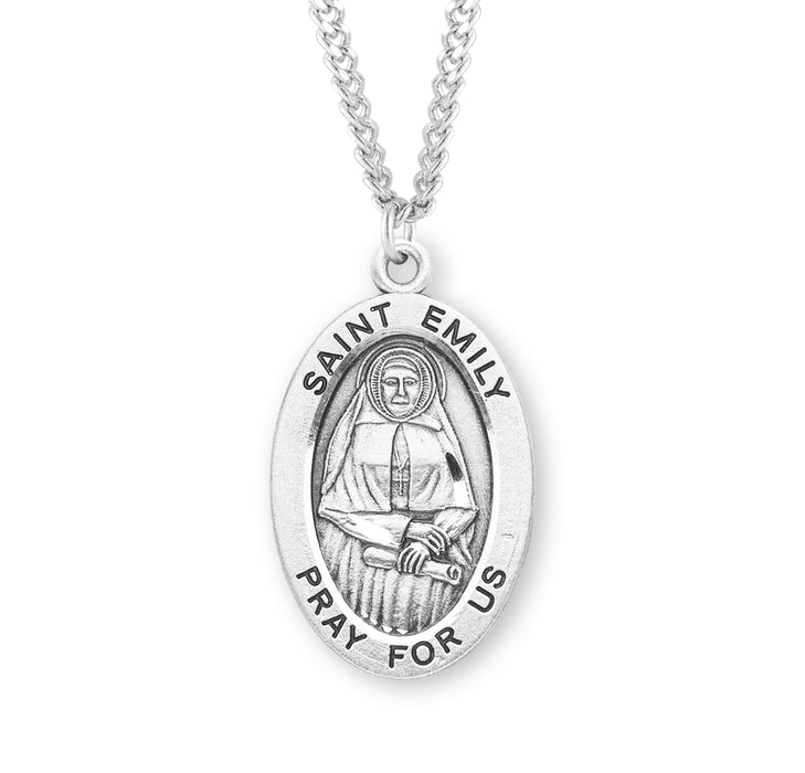 Patron Saint Emily Oval Sterling Silver Medal - S273224