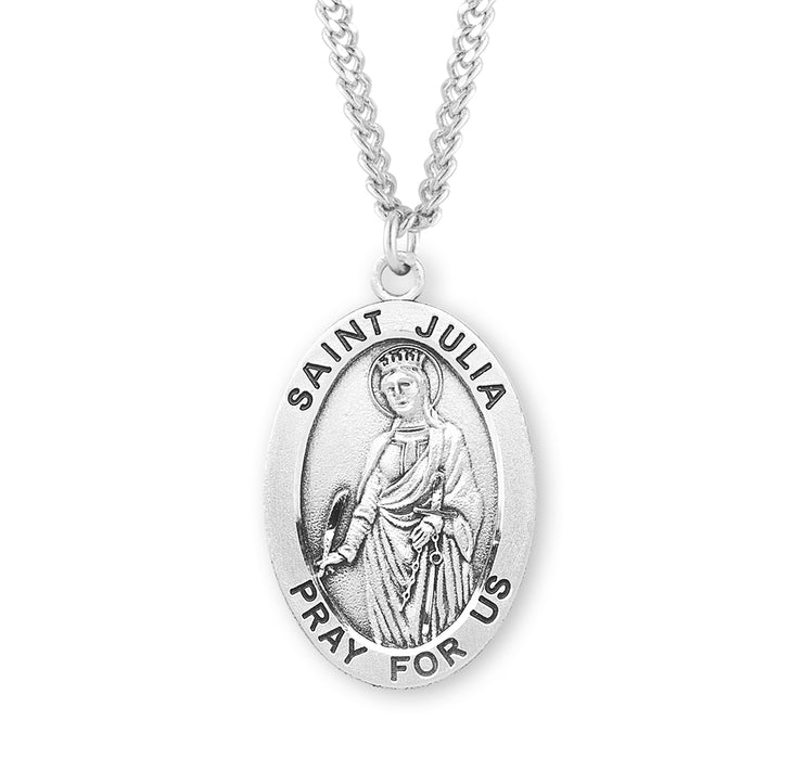 Patron Saint Julia Oval Sterling Silver Medal - S274824