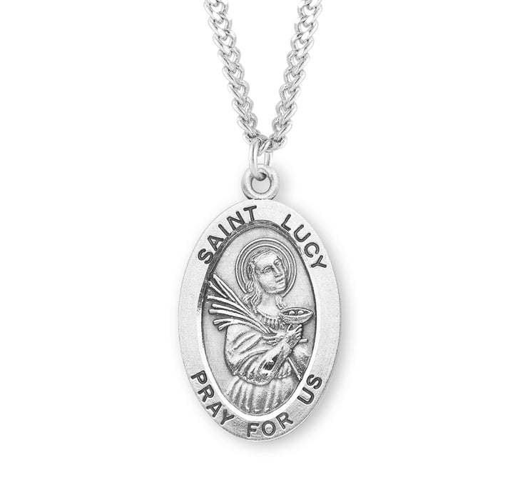 Patron Saint Lucy Oval Sterling Silver Medal - S275624