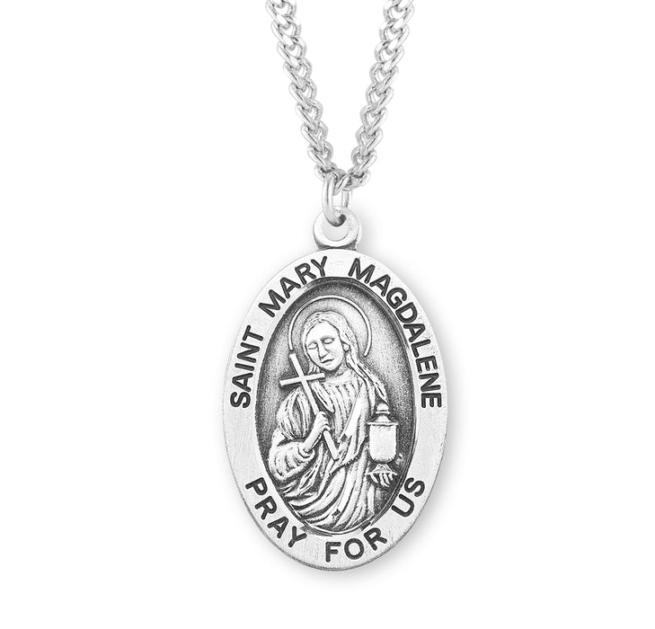 Patron Saint Mary Magdalene Oval Sterling Silver Medal - S276324