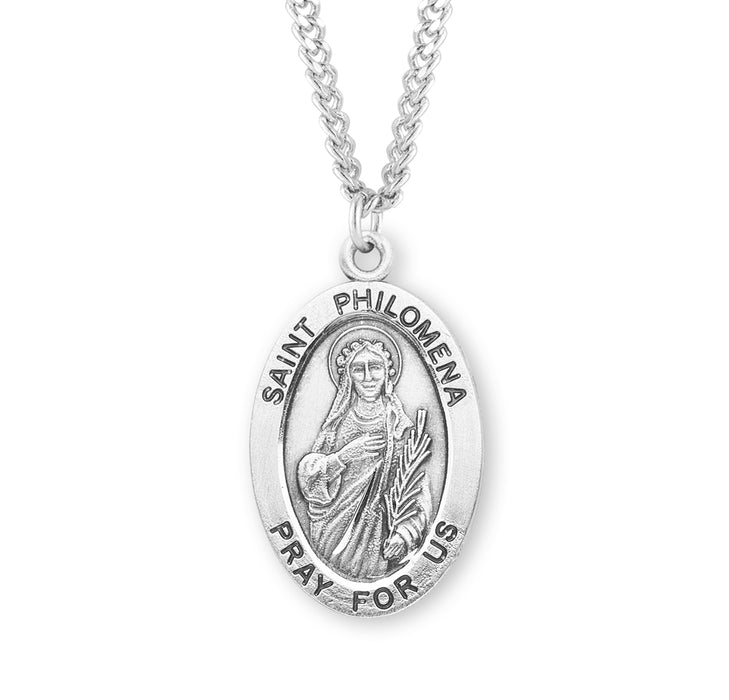 Patron Saint Philomena Oval Sterling Silver Medal - S277424