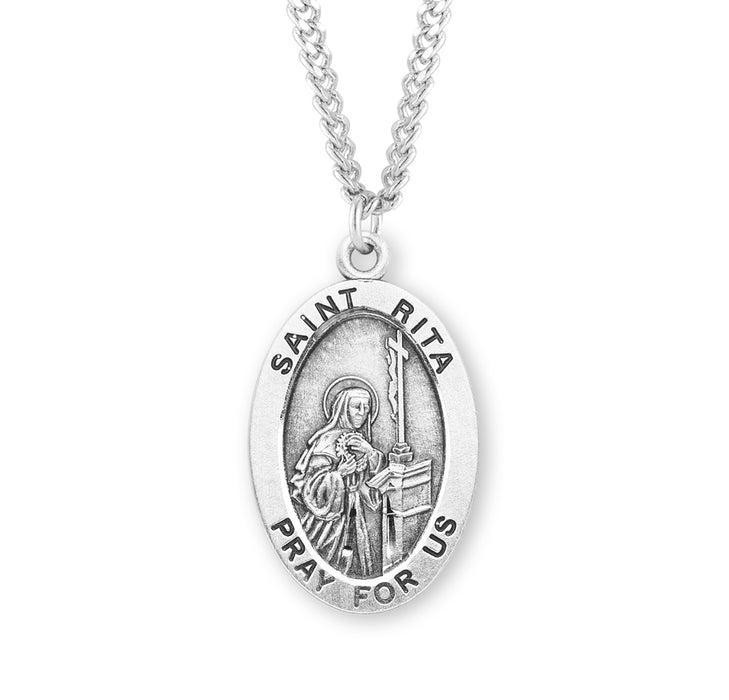 Patron Saint Rita Oval Sterling Silver Medal - S278024